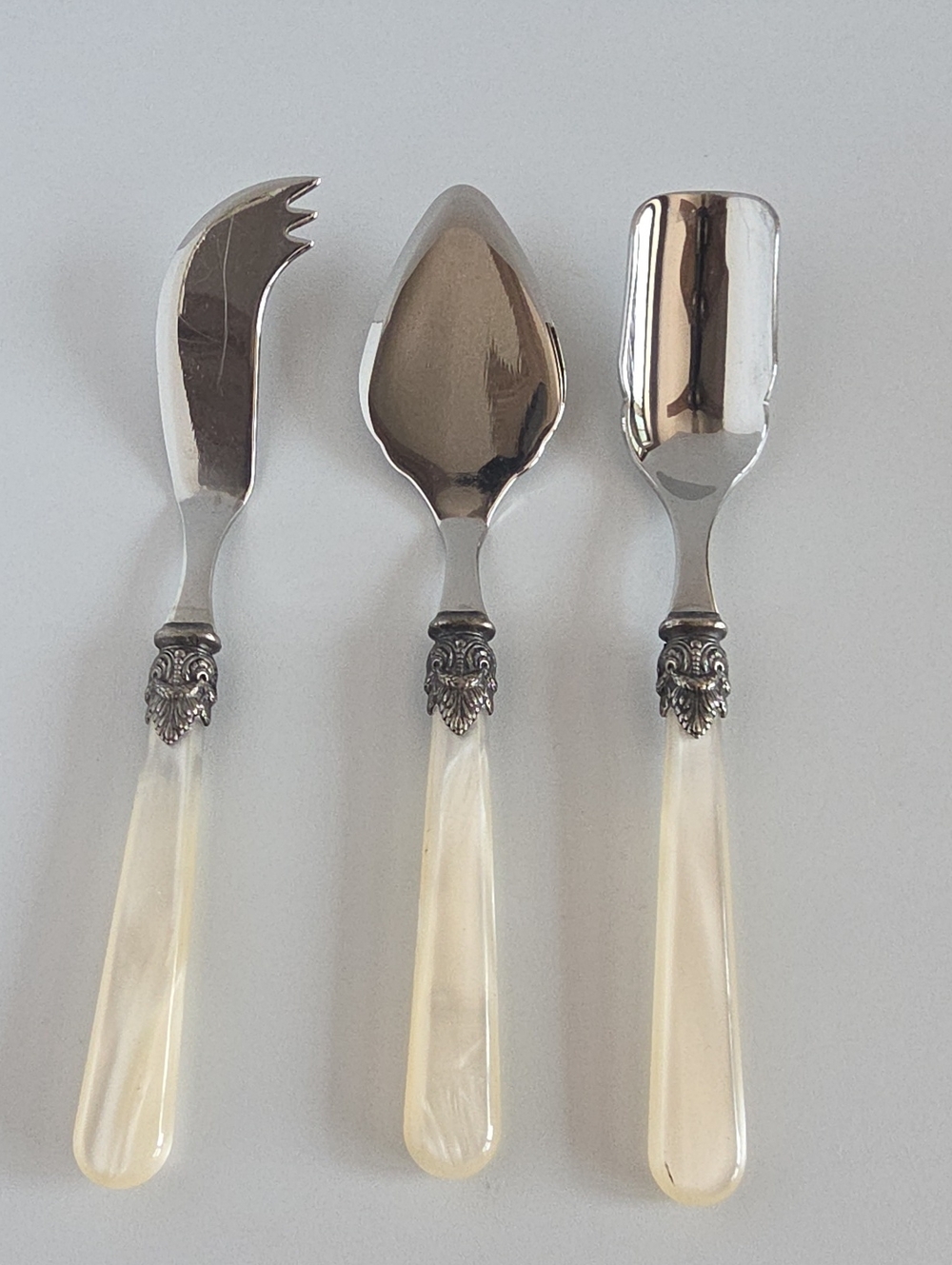 Vintage EME Inox Italy Napoleon 18/10 Sterling Silver Cheese Serving Set